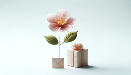 pink flower in a box
