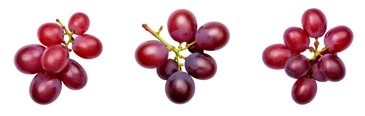 top view red grape fruit isolated on white background