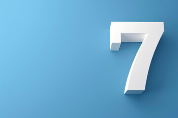 Number 7 text on a clean blue background