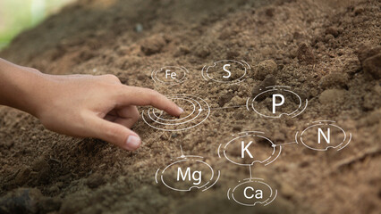 Check soil quality to control soil mineral quality before planting seeds. Agriculture concept Smart...