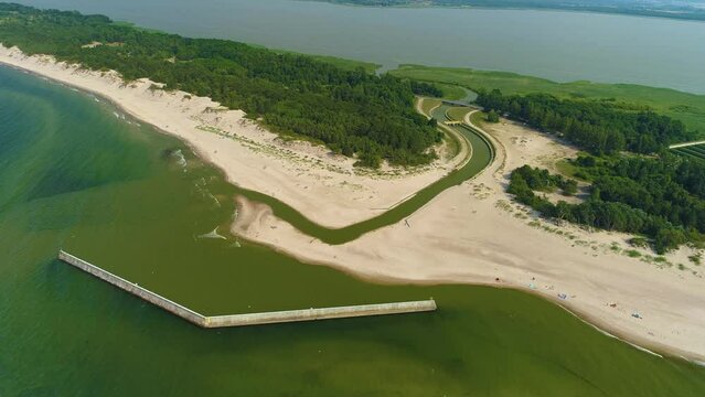 Landscape Breakwater Canal Jamno Mielno Falochron Kanal Aerial View Poland