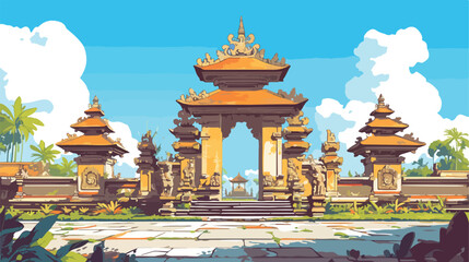 Hand drawn sketch of Bali Temple in vector illustra