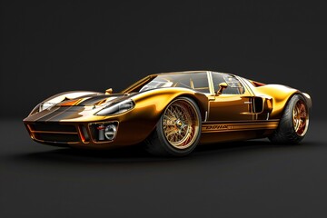a gold sports car with gold rims