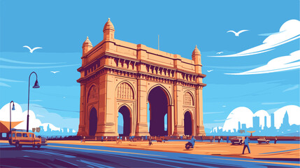 Naklejka premium Hand drawn sketch of Gateway of india Mumbai India