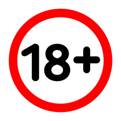 Age restriction 18 plus sign icon, age limit symbol 