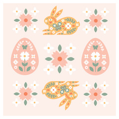 Happe easter card in folk style