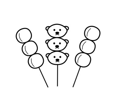 Dango Japanese dessert, doodle icon. Vector illustration of Asian cuisine isolated on white.