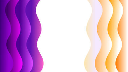 Purple pink and orange overlay waves over plain white center background