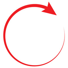 Circular arrow for cycle, loop, sync or rotation related icon. Red circular arrow icon isolated. 