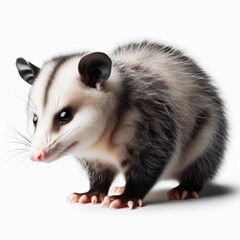Image of isolated opossum against pure white background, ideal for presentations
