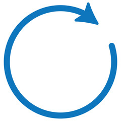 Circle arrow right. Radial arrow icon, symbol. Clockwise rotate, twirl, twist concept element. Spin, vortex pointer. Whirlpool, loop cursor shape on white background. 