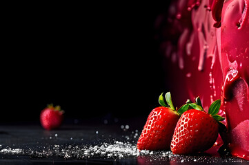 strawberry close up, ice cream