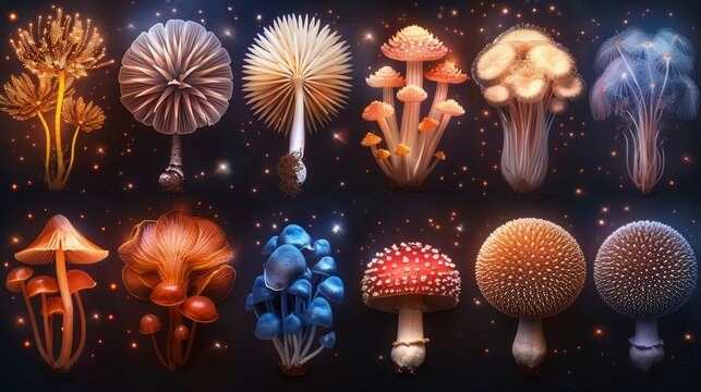 Firework explosion patterns set of star clouds and mushrooms realistic isolated modern illustration
