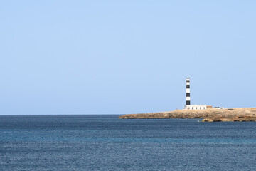 Lighthouse of Cap d'Artrutx near the town of Cala en Bosch in the southwest of the Spanish island of Minorca.