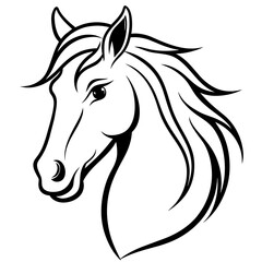 Horse head line art vector illustration