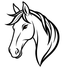 Horse head line art vector illustration