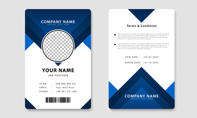 Geometric blue corporate identity card design template. Professional ID card design. Vector