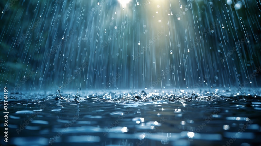 Poster EPS 10 modern file included for rain transparent template background. Falling water drops texture on checkered background in nature.