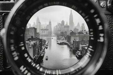 Fototapeta na wymiar A captivating image of film captured through a camera lens, evoking nostalgic analog aesthetics