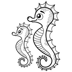 sea animals. Cute cartoon characters set.