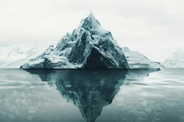 a mountain in the water - obrazy, fototapety, plakaty
