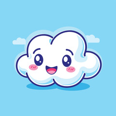 Cute kawaii cloud cartoon mascot character vector illustration