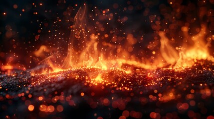 Fototapeta na wymiar Fire sparks modern flying up. Burning glowing particles. Overcast night with flame of fire and sparks. Firestorm texture. Isolated on black transparent background.