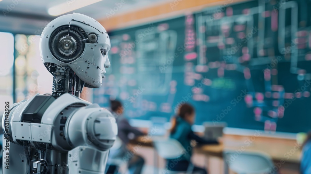 Poster advanced robot engaging in classroom learning environment
