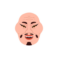 Japanese Kabuki theater mask vector icon, Asian mythology culture symbol, authentic art colored theatrical man face