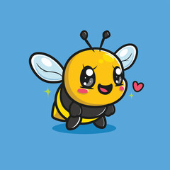 Kawaii cute honey bee cartoon illustration