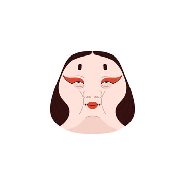 Kabuki mask for theatrical performance on an isolated background.