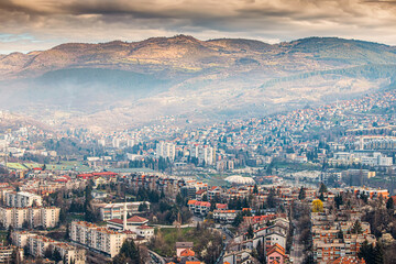 Sarajevo's breathtaking aerial panorama reveals the stunning beauty of Bosnia and Herzegovina's...