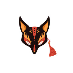 Kabuki-inspired fox mask vector illustration