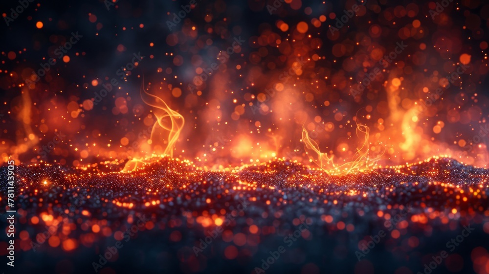 Poster The background image is protected by fire particles and embers. The smoke fog misty texture overlays the background image.