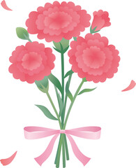 Carnation bunch and ribbon illustration