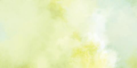 Watercolor background. Abstract light pastel yellow background. Green yellow clouds effect background. Background with space for text.