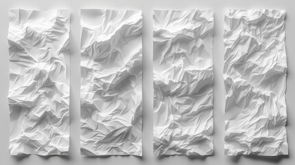 Realistic modern mockup of wet wrinkled posters with glue. Set of wrinkled poster templates with glue.