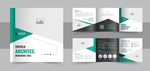 Architecture square trifold brochure template layout, Business modern square trifold brochure design vector