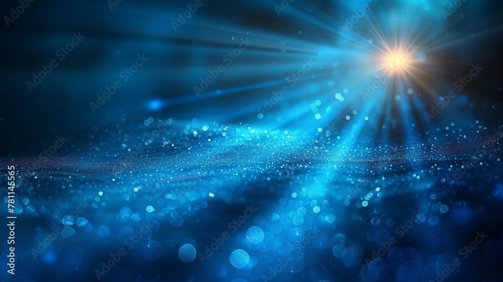 Poster An abstract light effect with neon rays. Blue color modern illustration. A light effect with laser beams of light.