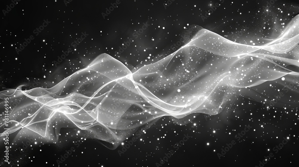 Aufkleber Modern background with shimmering waves with light effect. Glittering old dust trail. Abstract motion. Magic lines. Neon effect modern background.