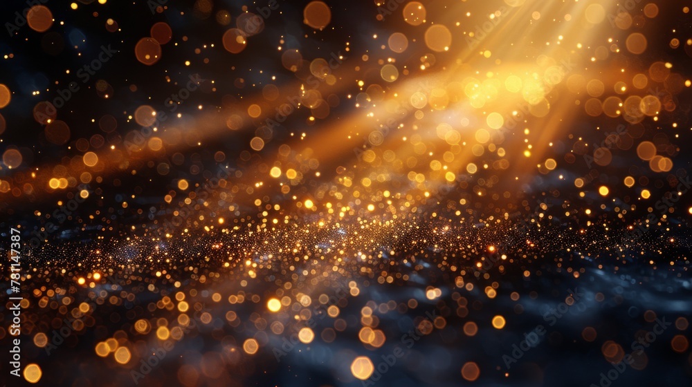 Poster transparent background with glittering elements and sparkling particles.