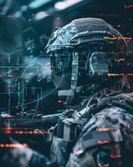 Analyze the utilization of advanced algorithms and neural networks in modern military technologies for improved tactical superiority - obrazy, fototapety, plakaty
