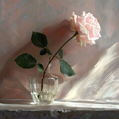 pink rose in a vase