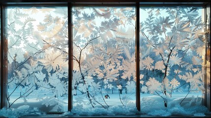 Frosty window pattern. Generative AI
