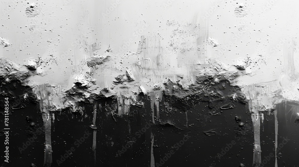 Poster the background is textured with black grain on white. dust overlay is textured. grain noise particle