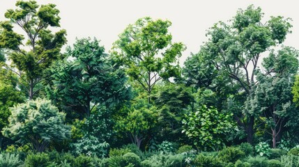 Fototapeta na wymiar Green trees transparent. Generative AI