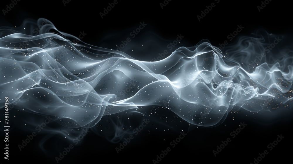 Poster On a black background, smoke appears as if it is flowing. Abstract and flowing fog or mist effect.