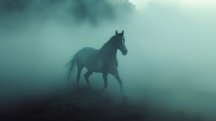 Obraz na płótnie Canvas Horse in mist. Generative AI
