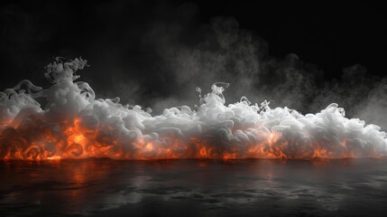 A misty fog effect texture overlay for text or space. Smoke on a black background. White clouds of vapor smoke. A gas explosion that swirls and explodes. A smoke bomb that explodes. - obrazy, fototapety, plakaty