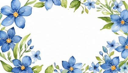 Dive into serenity with our watercolor blue floral frame mockup. Tranquil hues surround the empty space, ready for your text or photo